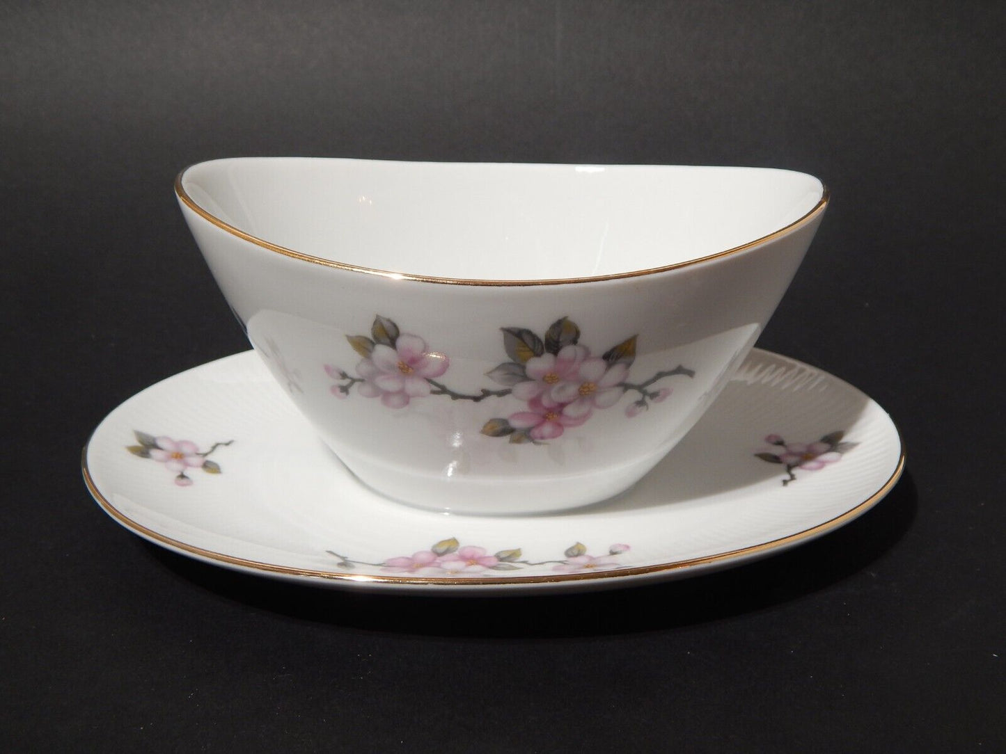 VINTAGE SALSIERA PORCELLANA SELTMANN WEIDEN BAVARIA FIORI DI PESCO