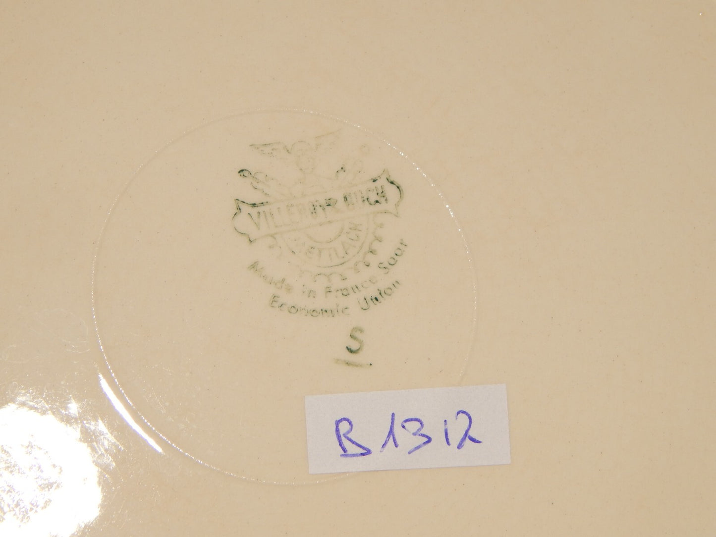 MODERNARIATO DEL 1946 VILLEROY&BOCH METTLACH PIATTO PIANO CERAMICA FASCIA VERDE