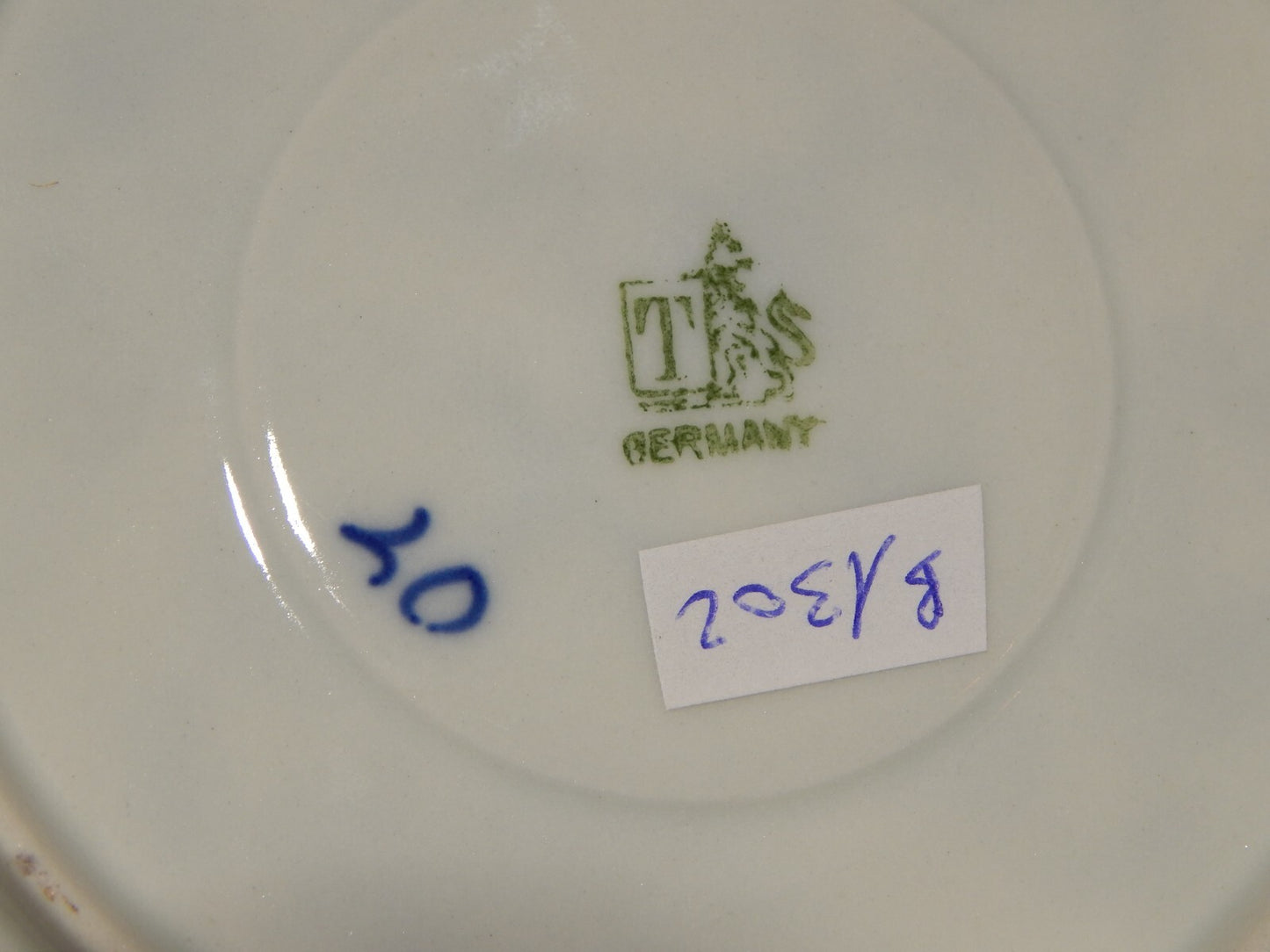 ANTICA TAZZA DA TE' PORCELLANA ROYAL TETTAU BLUE FLUTED BIANCO BLU PROFILO ORO