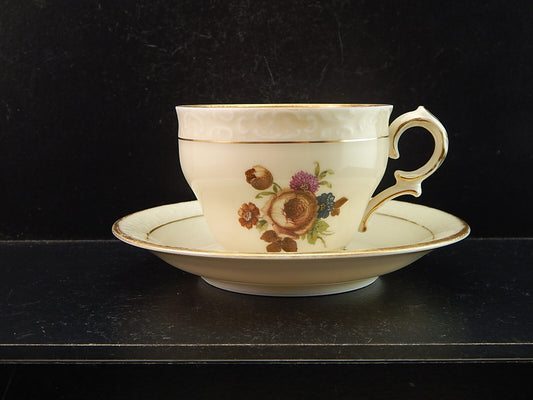 ANTICA TAZZA KPM COPENHAGEN PORCELLANA BOUQUET DI FIORI E ORO DEL 1924 #1205