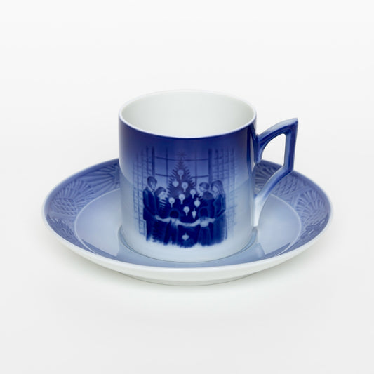 ROYAL COPENHAGEN PORCELLANA TAZZA DI NATALE 1983 ORIGINALE CON PIATTINO CM 7