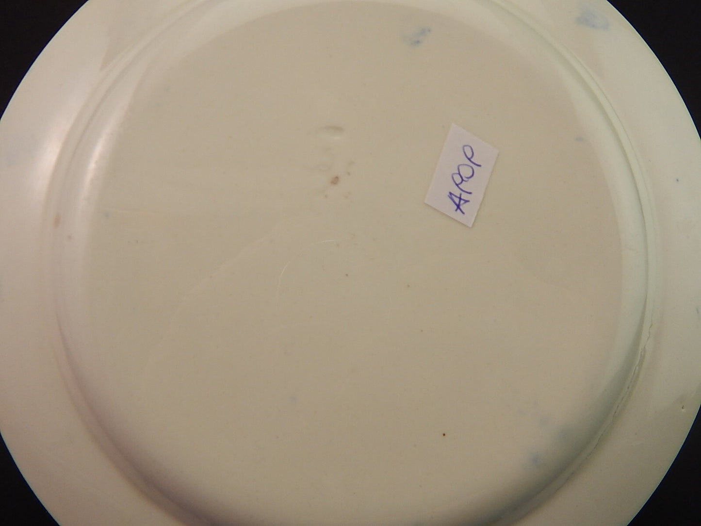 ANTICO PIATTO CERAMICA META' 1800 GUSTAVSBERG STAMPA A MANO BIANCO BLU