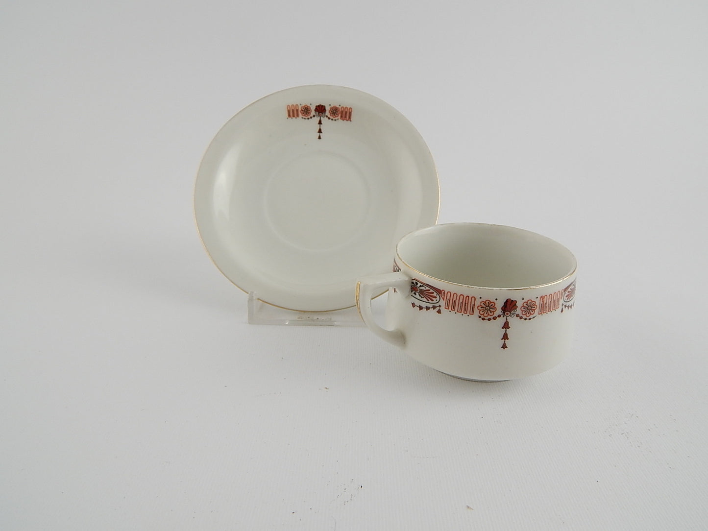 ANTICA TAZZINA E PIATTINO PORCELLANA CERAMICA RICHARD GINORI ART DECO PRIMO 900