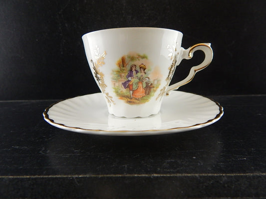 ANTICA TAZZINA CAFFE' PORCELLANA RHEINPFALZ BAVARIA SCENA GALANTE A238