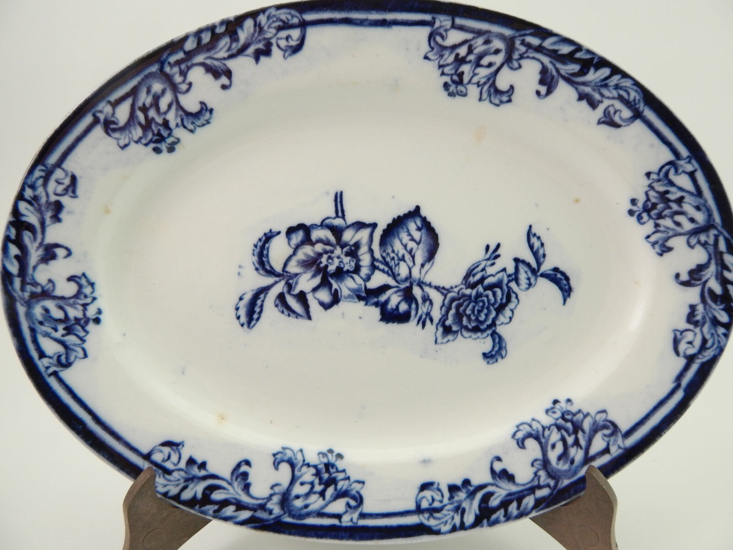 ANTICO RARO VASSOIO CERAMICA LAVENO SCI ITALY DECORO AURORA BIANCO E BLU