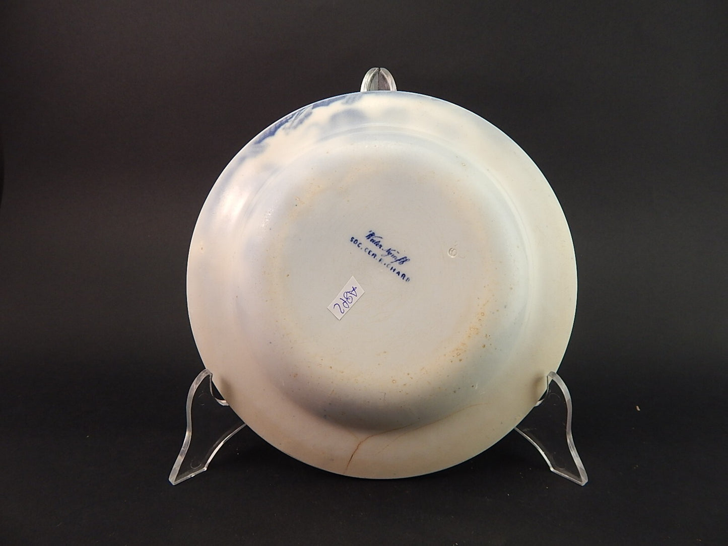 ANTICO PIATTO FONDO NINFEE BLU CERAMICA RICHARD MILANO FINE 800 WATER NYMPH A892