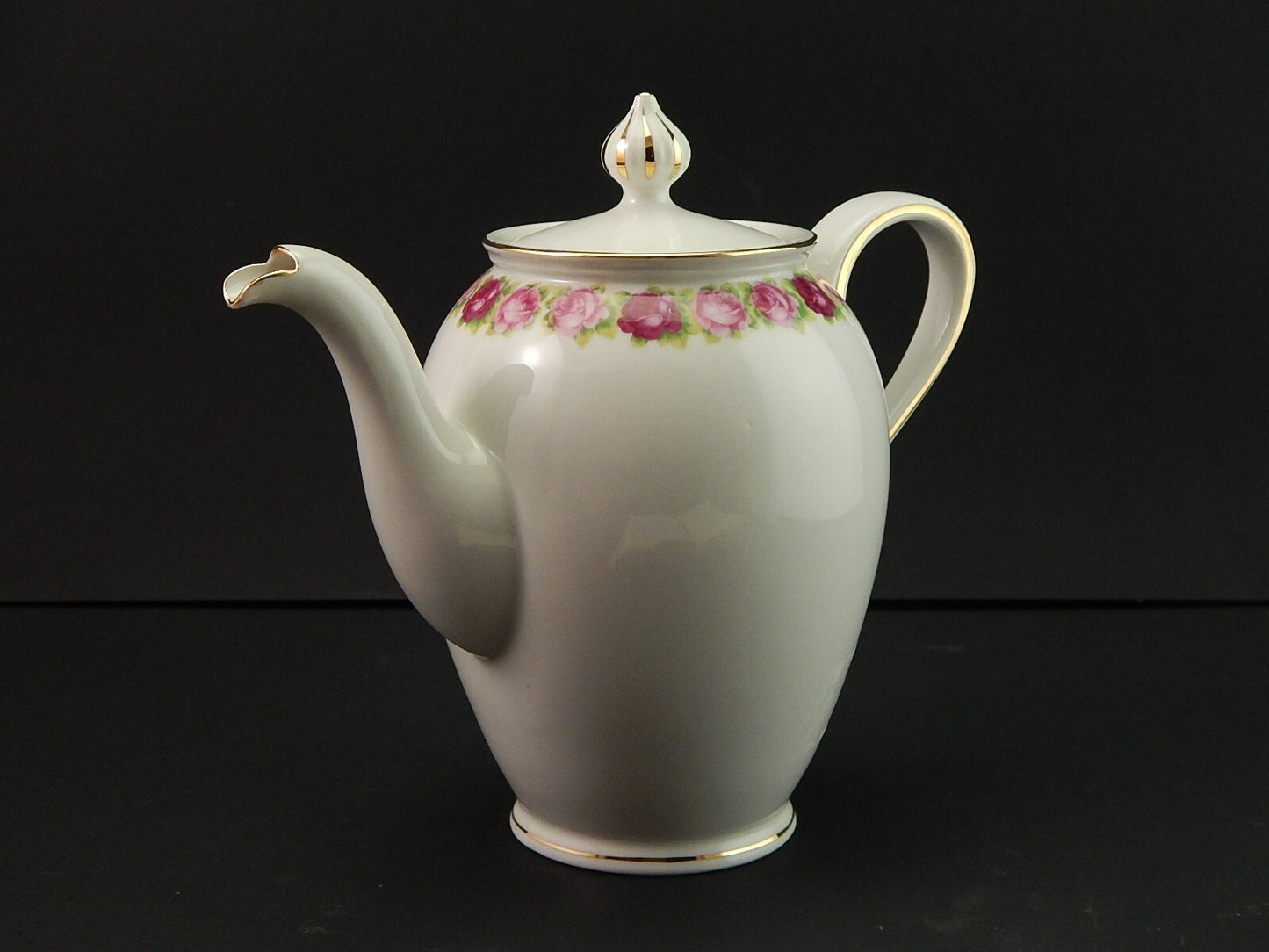 VINTAGE TEIERA CAFFETTIERA PREZIOSA PORCELLANA ESCHENBACH BAVARIA CON ROSELLINE