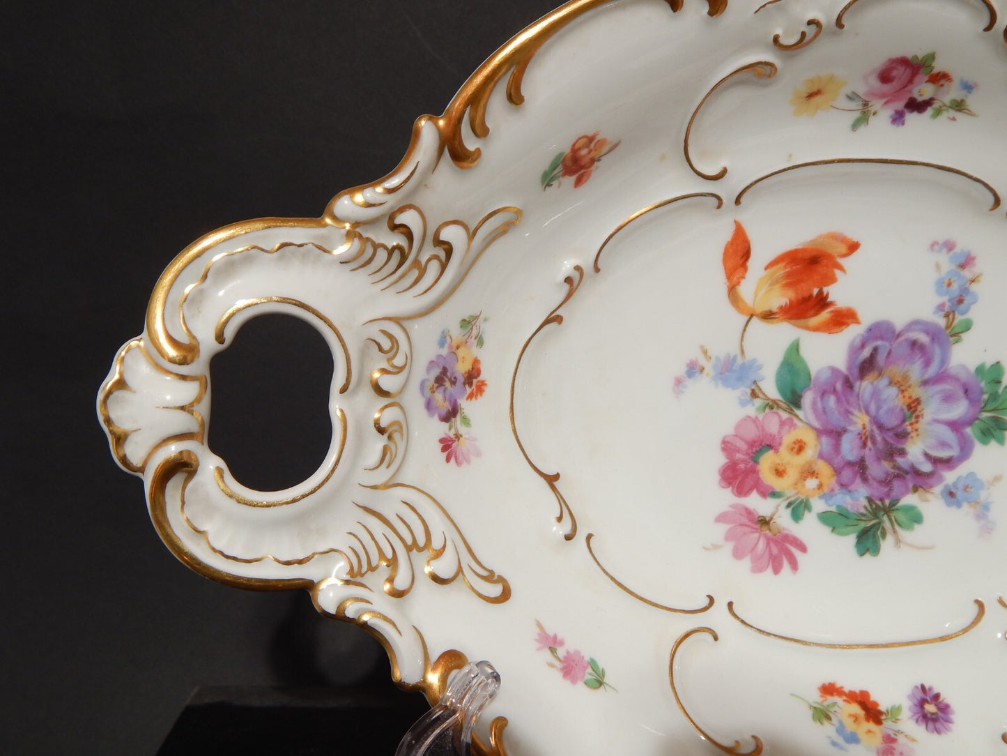 VINTAGE PREZIOSO CENTROTAVOLA PORCELLANA HUTSCHENREUTHER BAVARIA STILE ROCAILLE