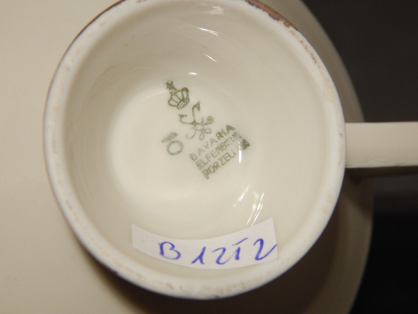 ANTICA TAZZA TÈ ART DECO PORCELLANA BAVARIA OSCAR SCHALLER DECORO ORO #1252