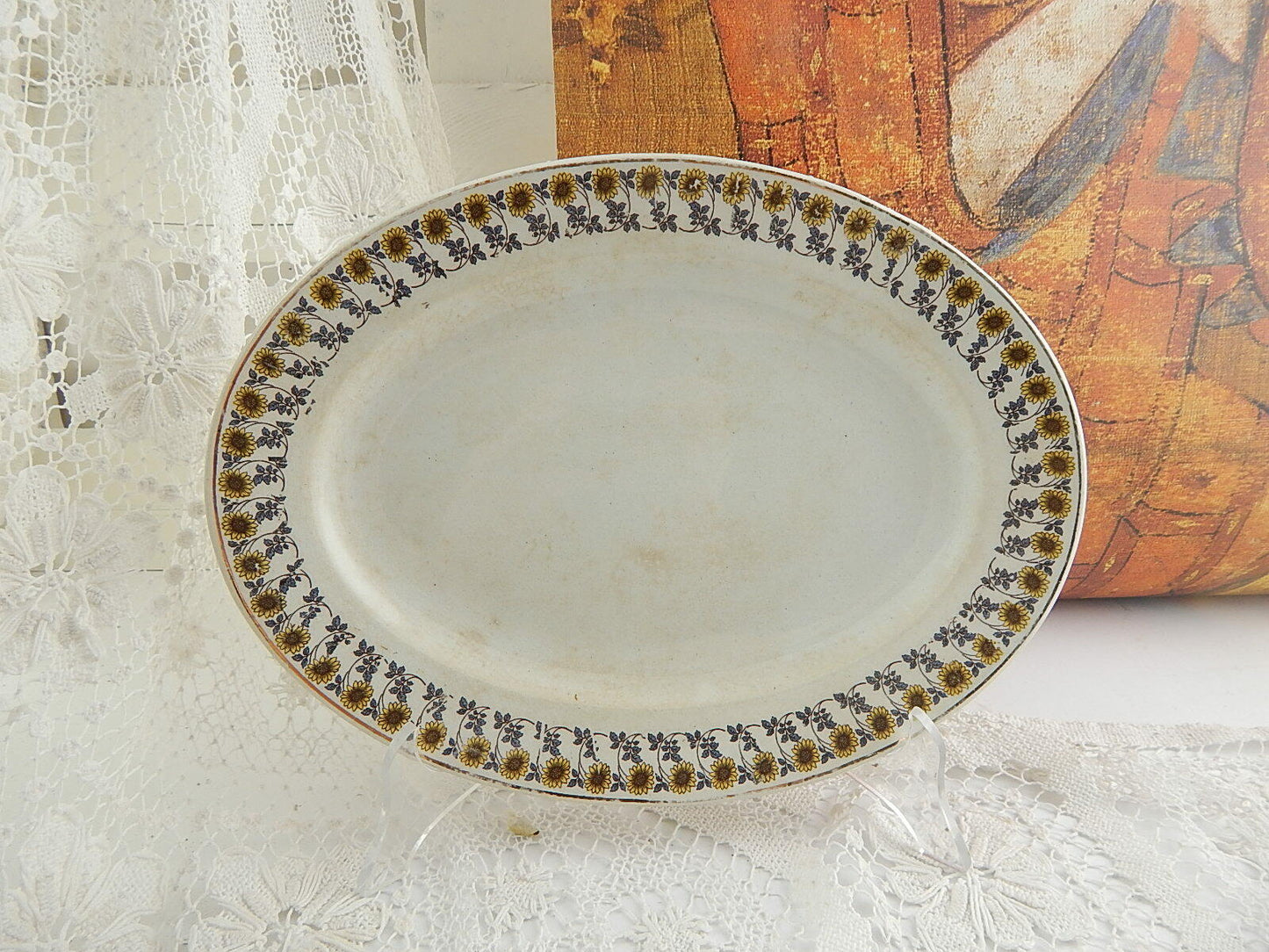 ANTICO ART NOUVEAU VASSOIO RAVIERA SOCIETÀ CERAMICA ITALIANA LAVENO I GIRASOLI