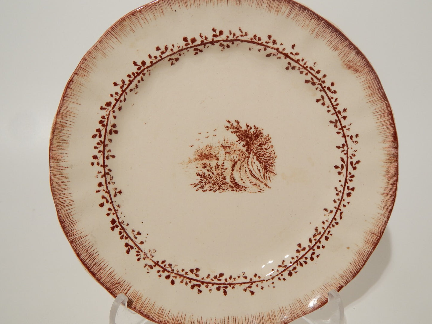 ANTICO PIATTO SOCIETA' CERAMICA RICHARD MILANO PAESAGGIO STAMPA A MANO