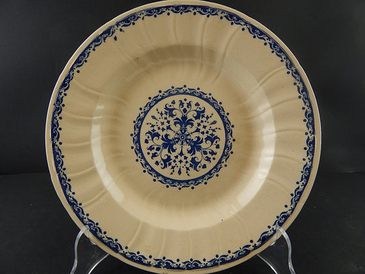 ANTICO 1875 PIATTO FONDO CERAMICA GIEN DECORO BLU ALLA ROUEN