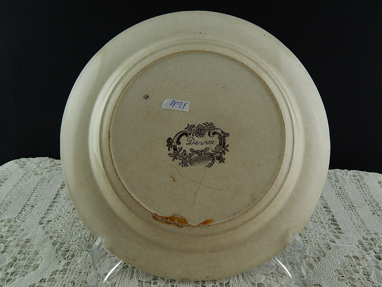 ANTICO PIATTO CERAMICA POTTERY INGLESE MINTON 1850 DECORO DEVON PATTERN MUSEALE
