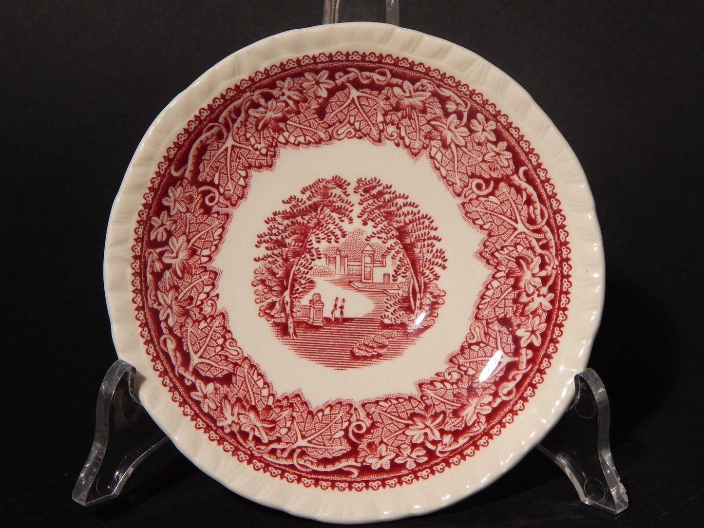 ANTICA TAZZINA CAFFE' SEMI PORCELLANA INGLESE MASON’S DECORO VISTA BIANCO ROSSO