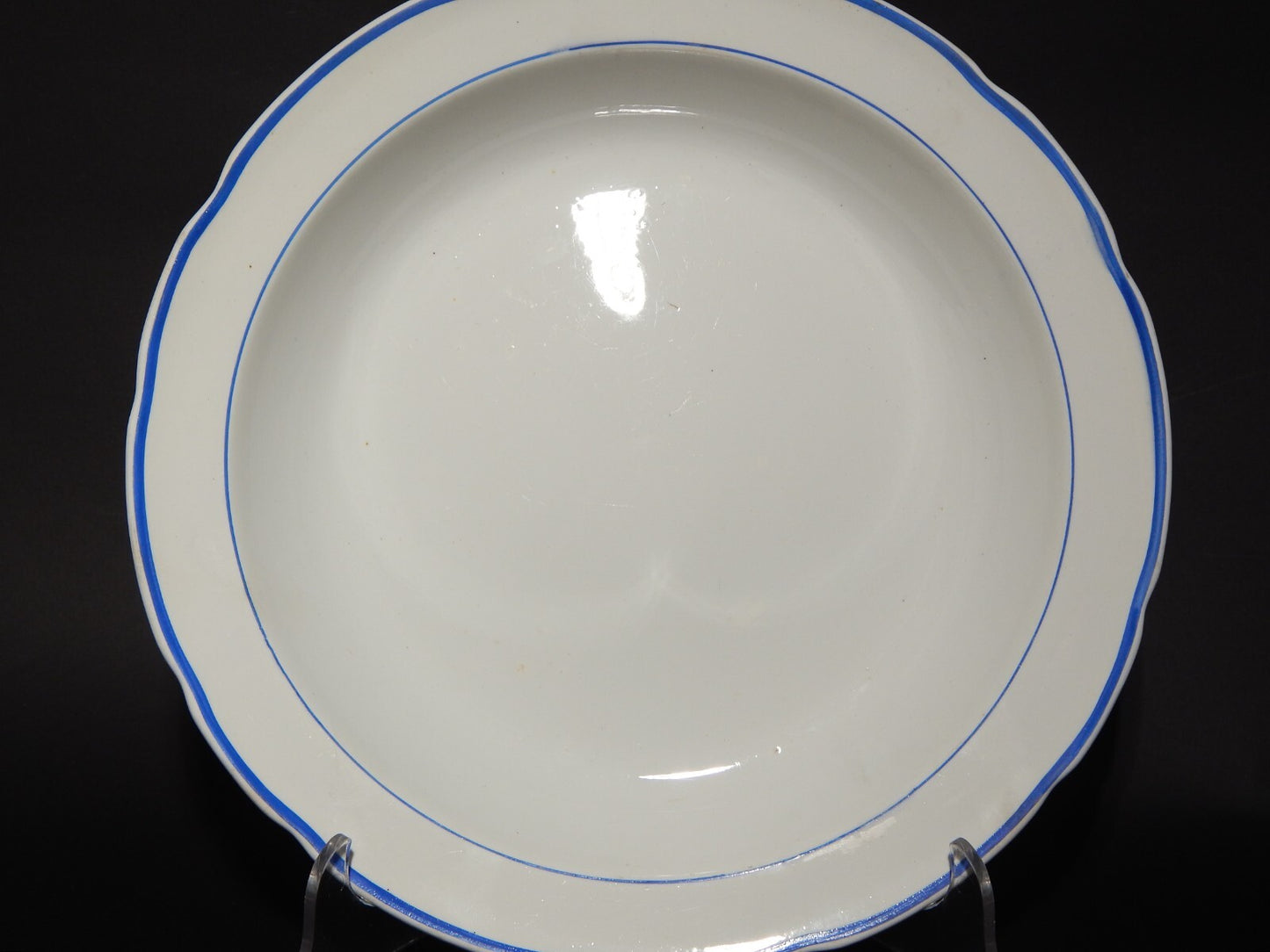 ANTICO RARO VASSOIO CERAMICA BIANCA PROFILO BLU RICHARD MILANO FINE 800 (X145)