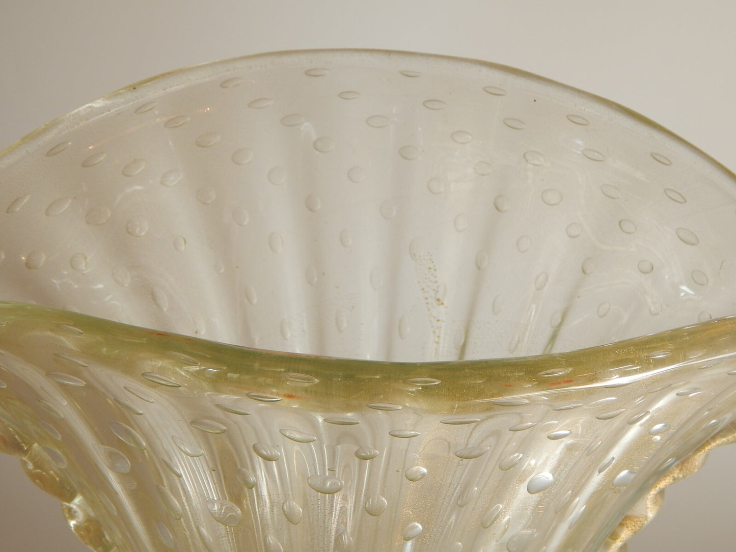 ART DECO RARO ANTICO GRANDE VASO A BOLLE VETRO SOFFIATO FIRMATO TOSO MURANO