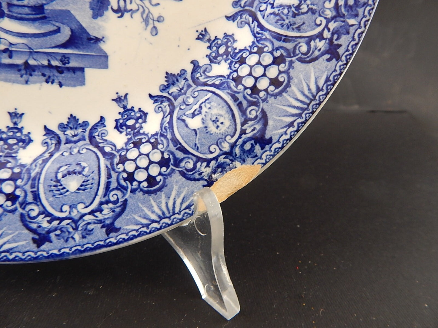 ANTICO RARO PIATTO PORCELLANA WEDGWOOD SEGNI ZODIACALI META' '800 BIANCO BLU