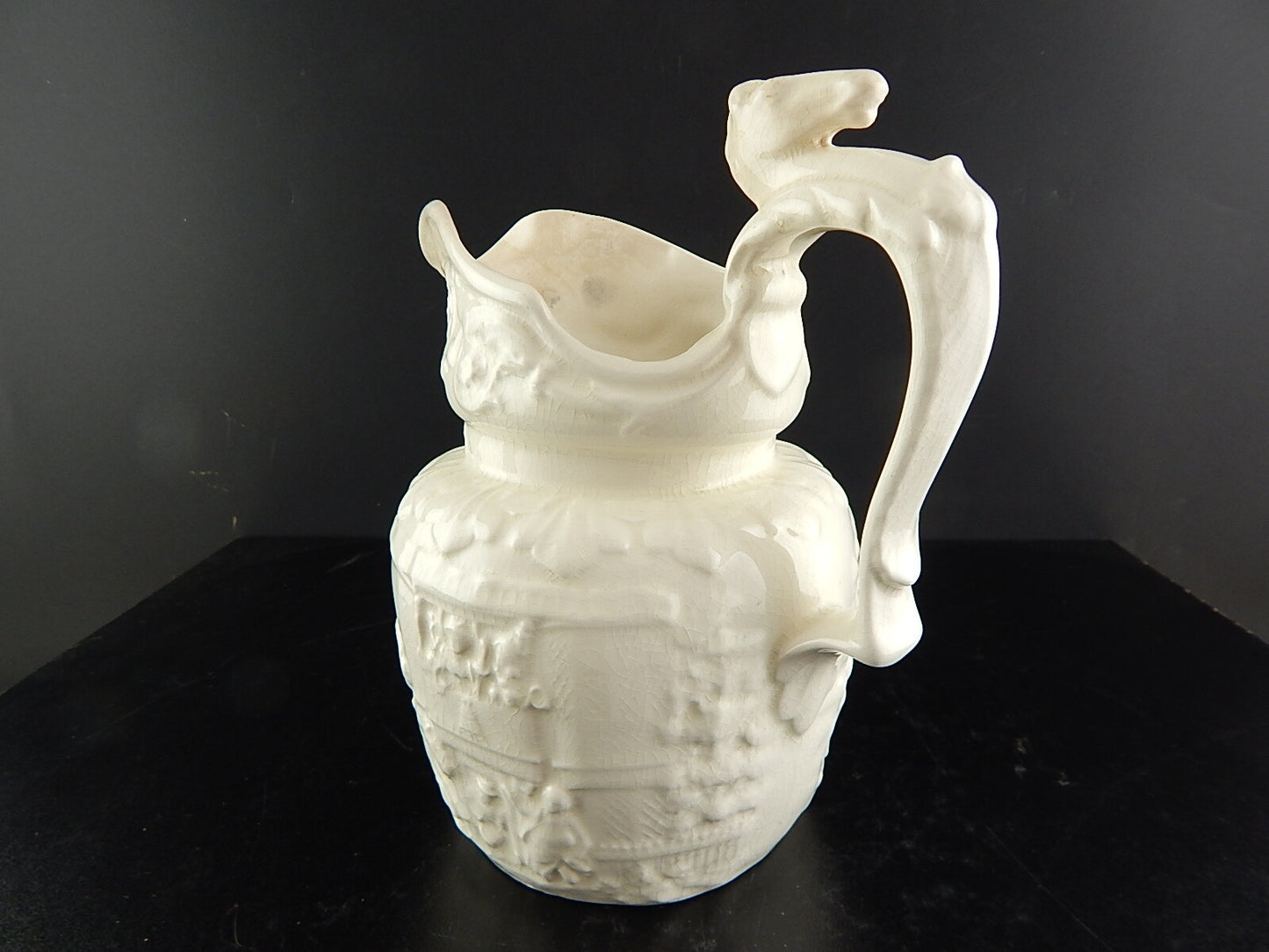 ANTICA PREZIOSA RARA CARAFFA BROCCA CERAMICA BARBOTINE INGLESE ARTHUR WOOD