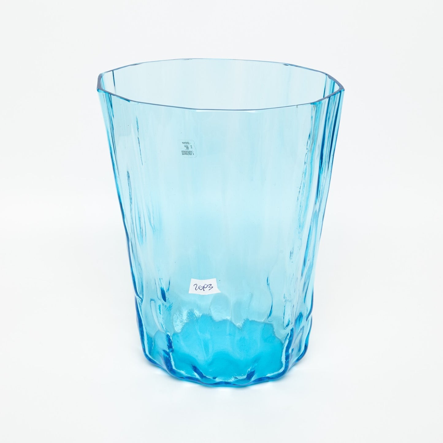 VINTAGE ORIGINALE VASO VETRO SOFFIATO ACQUA MARINA VETRI MURANO AURELIANO TOSO