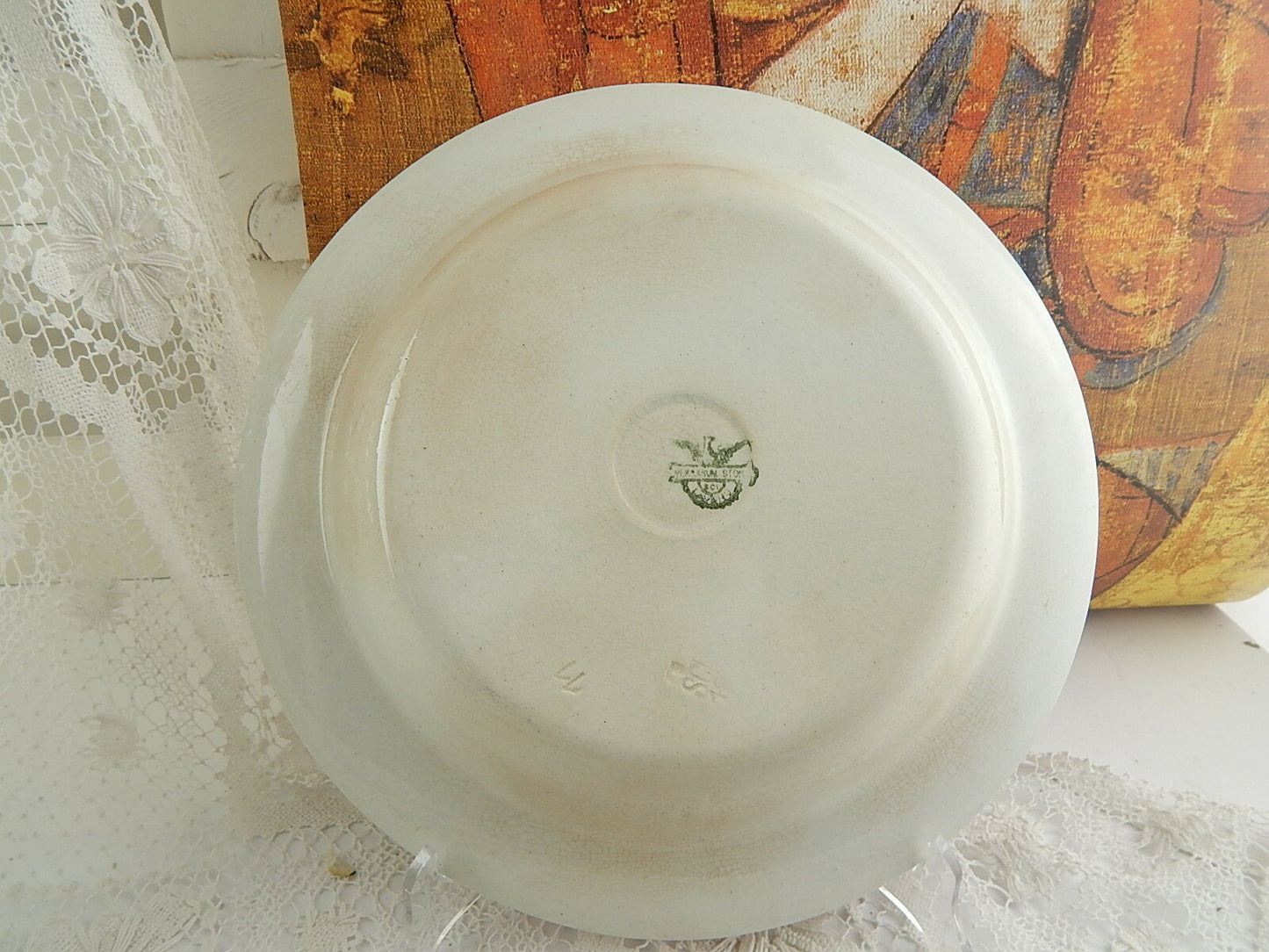 ANTICO ART NOUVEAU VASSOIO PIATTO PORTATA CERAMICA ITALIANA LAVENO GIRASOLI