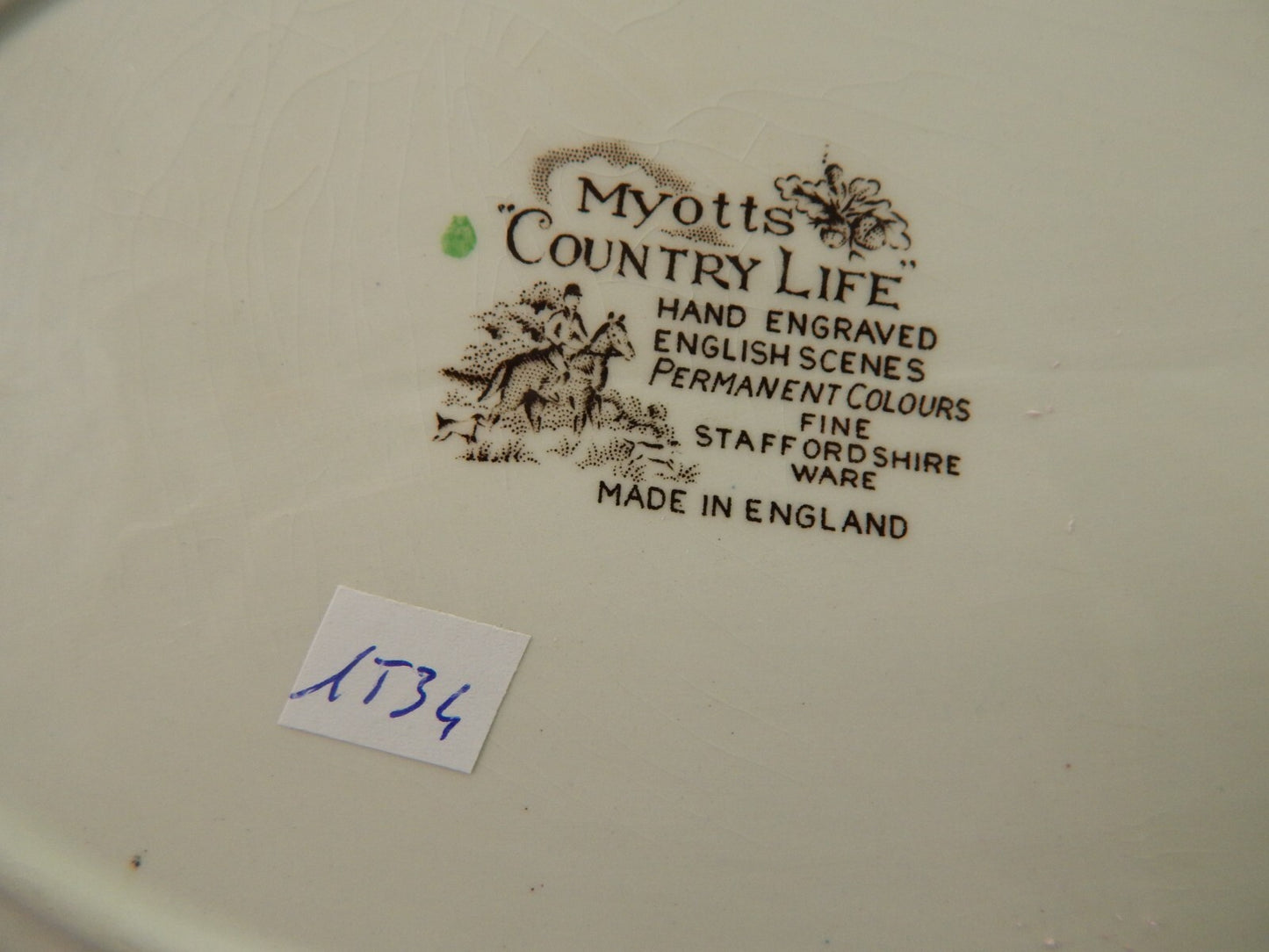 ANTICO VASSOIO CERAMICA INGLESE MYOTTS COUNTRY LIFE STAMPA A MANO