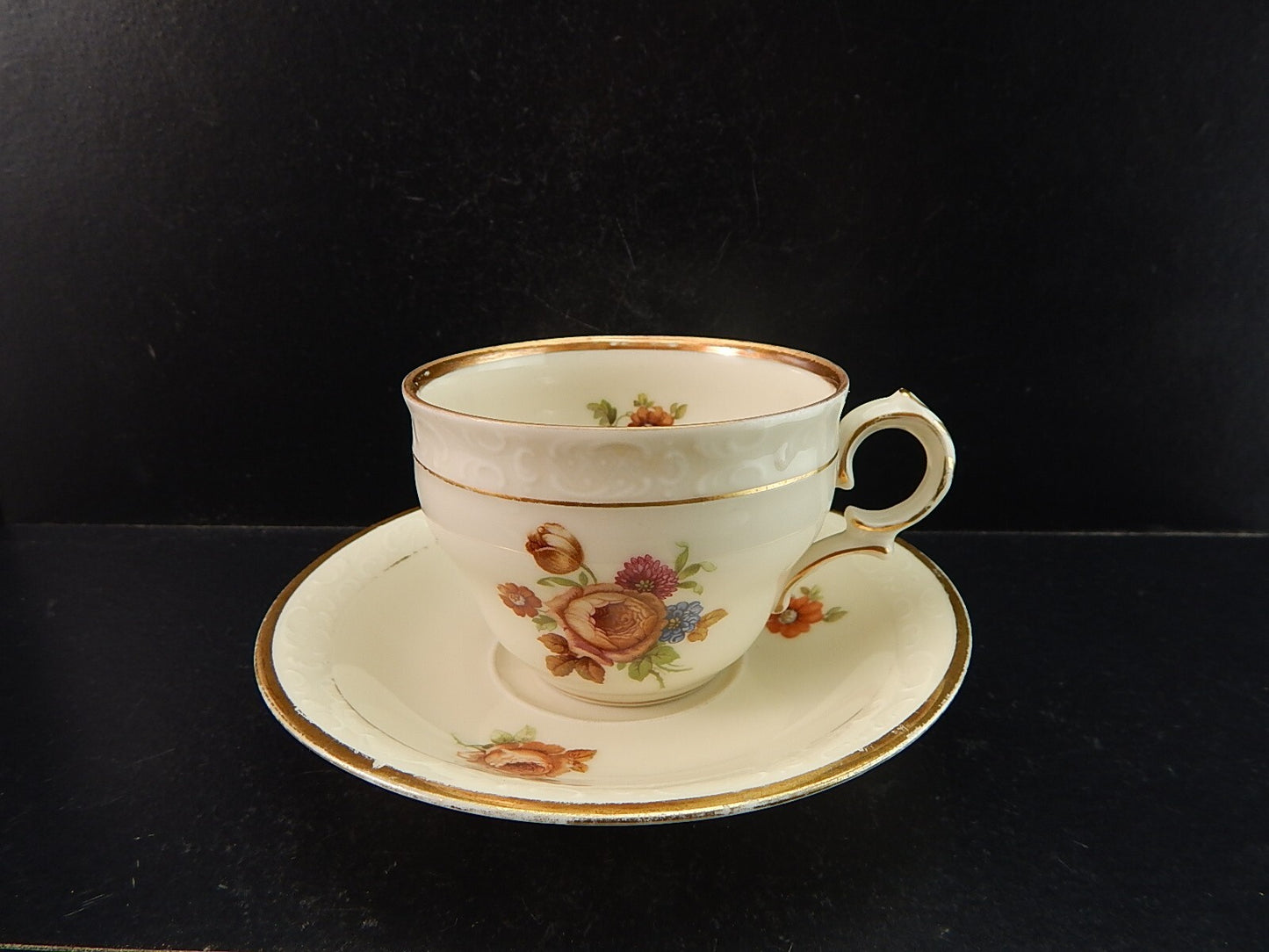 ANTICA TAZZA KPM COPENHAGEN PORCELLANA BOUQUET DI FIORI E ORO DEL 1924 #1206