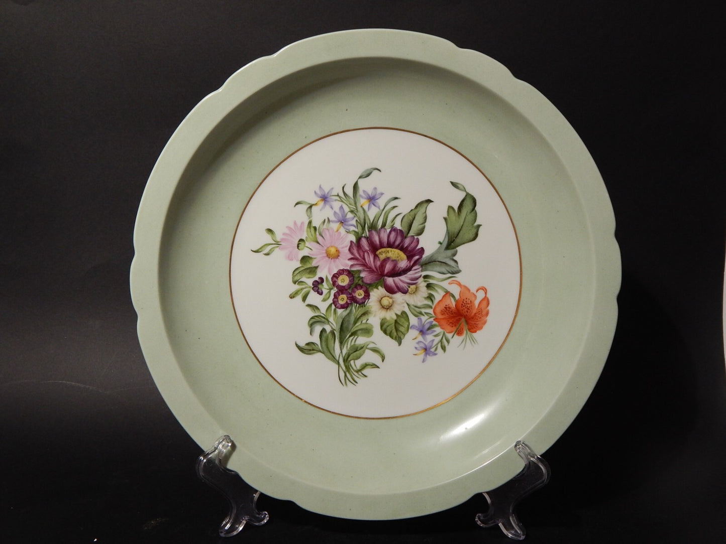 ANTICO CENTROTAVOLA VASSOIO PORCELLANA HUTSCHENREUTHER BAVARIA DIPINTO NEL 1941