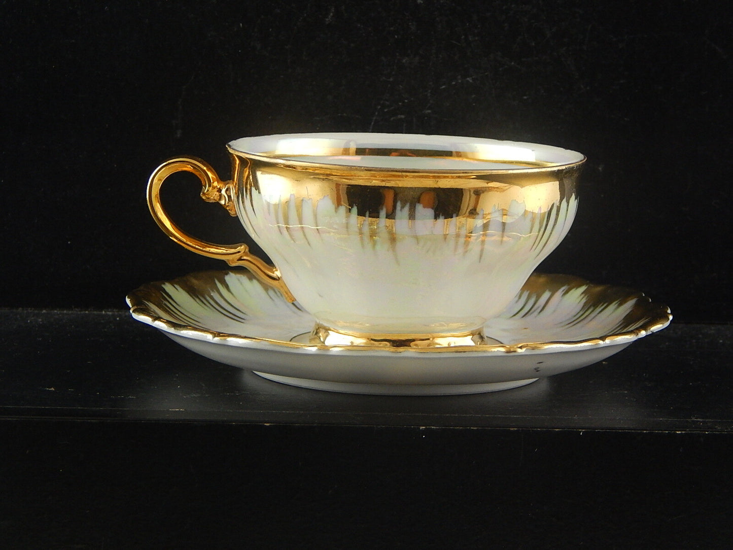 ANTICA TAZZA COLAZIONE PORCELLANA DECORO LUSTRO E ORO BAVARIA SELTMANN THERESIA
