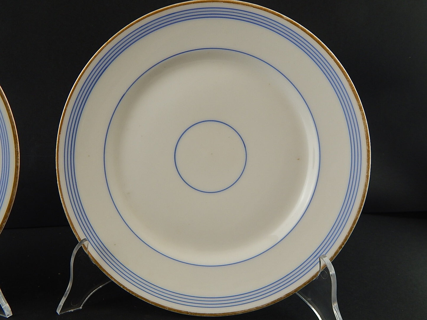 ANTICO RARO SERVIZIO 10 PIATTI PORCELLANA PARIGI BIANCA BLU ORO NAPOLEONE III