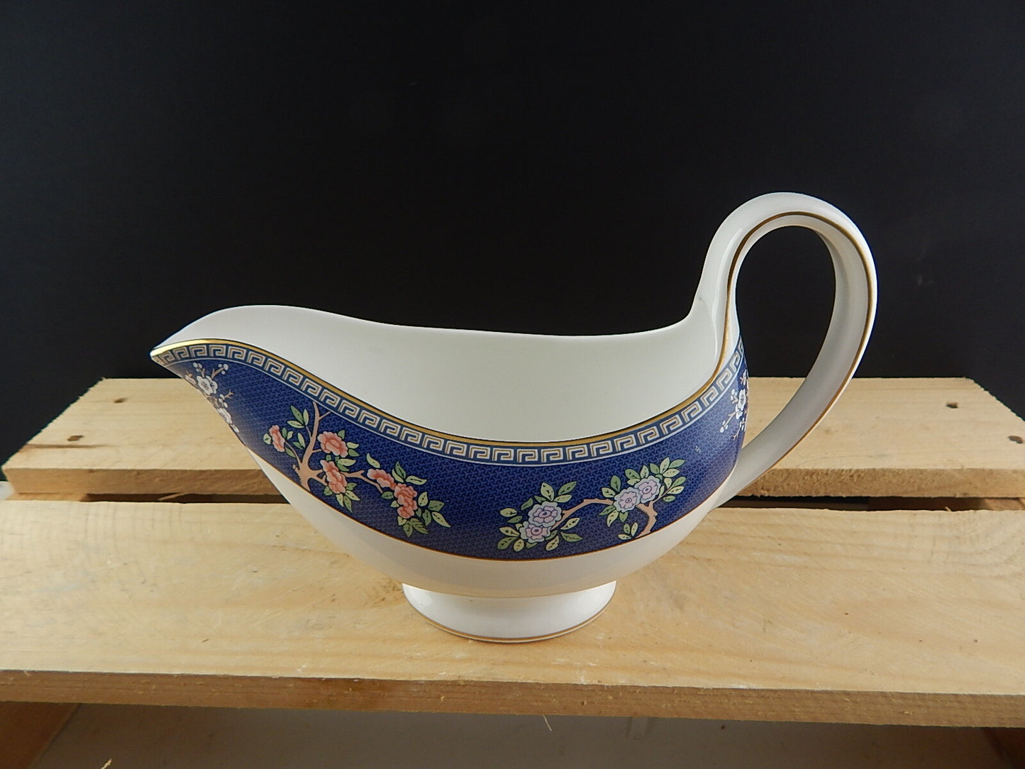 VINTAGE 1986 SALSIERA PORCELLANA WEDGWOOD SAUCE PAN BLUE SIAM