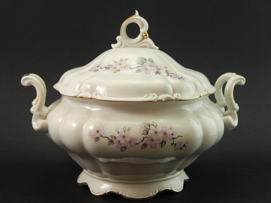 VINTAGE ROCAILLE ZUPPIERA CENTROTAVOLA DURKEN WALLDORF CERAMICA FIORE DI PESCO