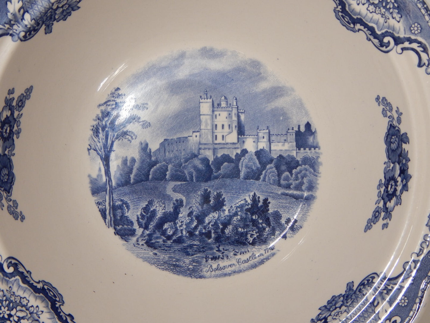 VINTAGE JOHNSON BROS OLD BRITAIN CASTLE BLU INSALATIERA FRUTTIERA PORCELLANA