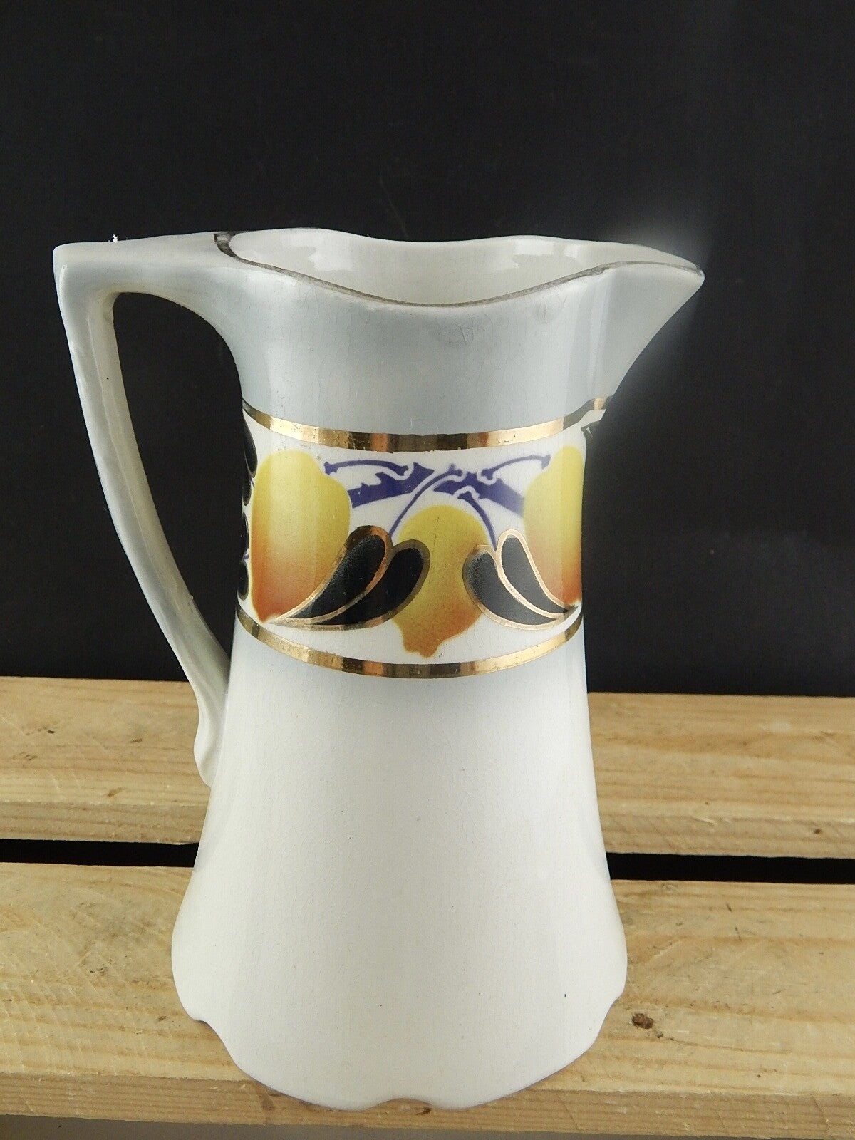ANTICA CARAFFA BROCCA CERAMICA MAIOLICA HAMAGE MOULIN DE LOUPS CITRON LIMONI