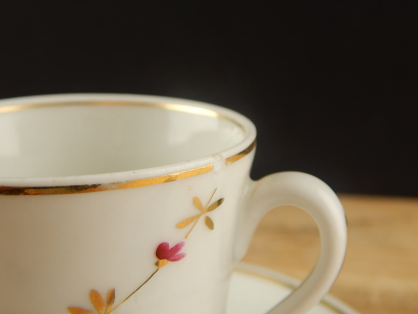 ANTICA TAZZA E PIATTINO PORCELLANA GINORI ART NOUVEAU DIPINTA A MANO #4671