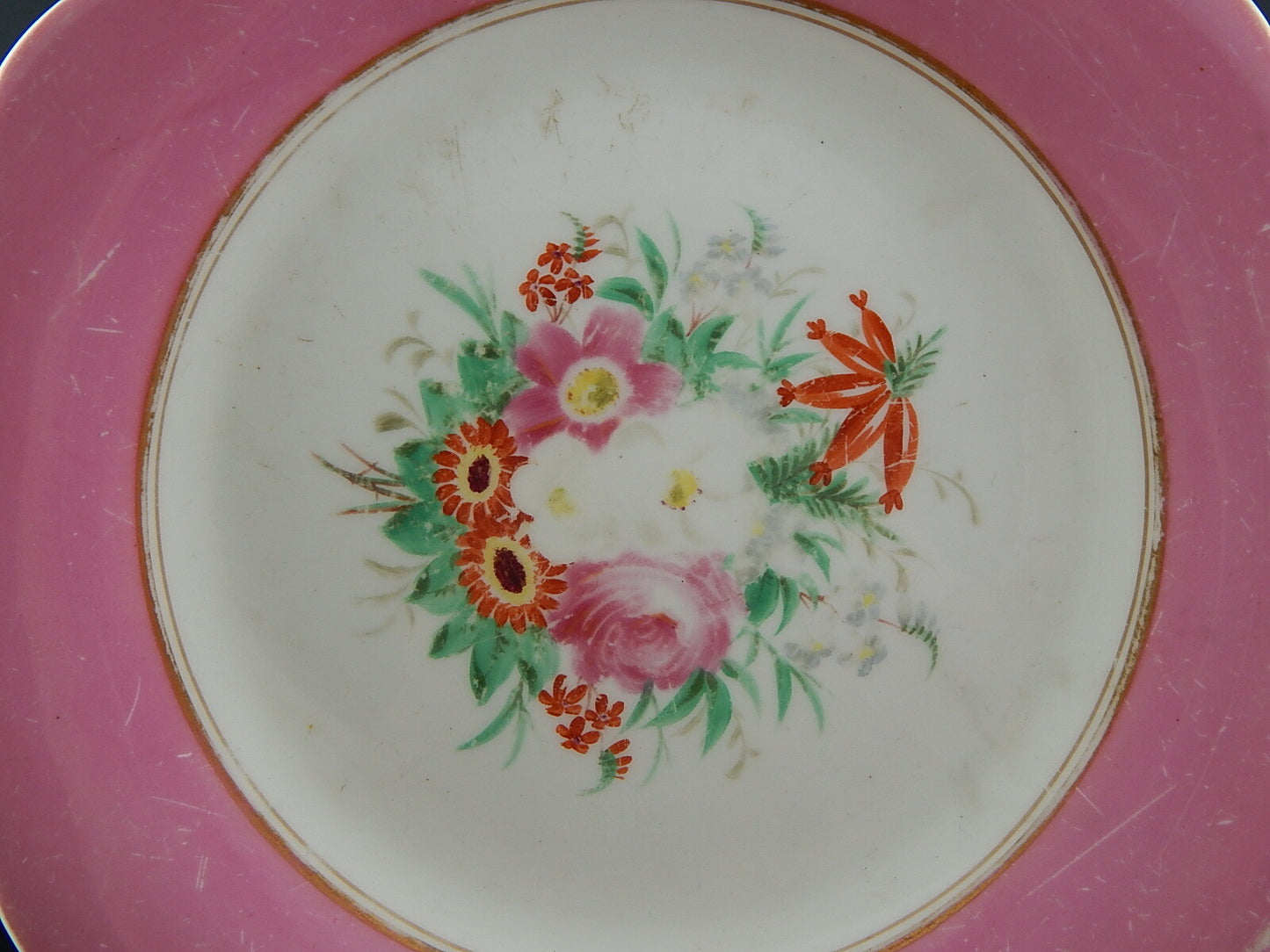 ANTICO PREZIOSO RARO PIATTO PORCELLANA EPOCA LUIGI FILIPPO VECCHIO PARIGI #2923