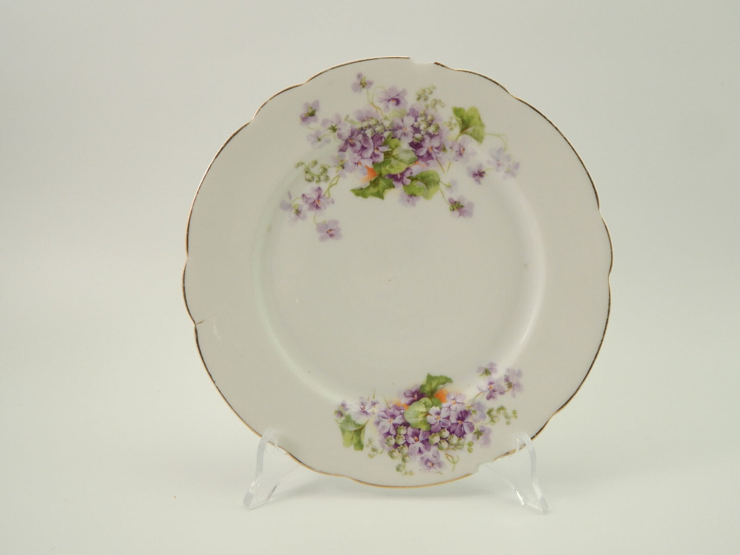 ANTICO LOTTO 6 PIATTI LIBERTY PORCELLANA BAVARIA VIOLETTE FINE 800 CON DIFETTI