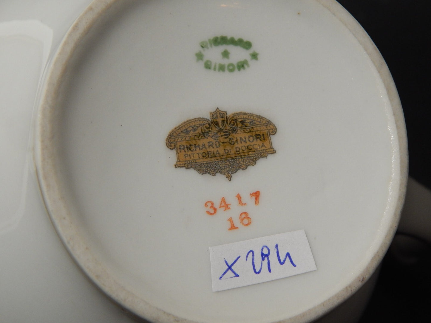 ANTICO SERVIZIO TE' PORCELLANA RICHARD GINORI CARTIGLIO PITTORIA DI DOCCIA