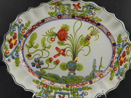 VINTAGE VASSOIO AL GAROFANO CERAMICA MAIOLICA MORELLI FAENZA HANDMADE ITALY #