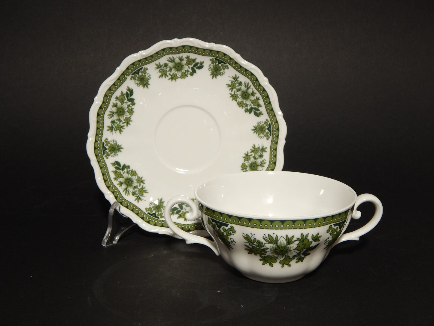 VINTAGE PORCELLANA TAZZA BRODO CONSOMME' SELTMANN WEIDEN HUBERTUS BAROCCO VERDE