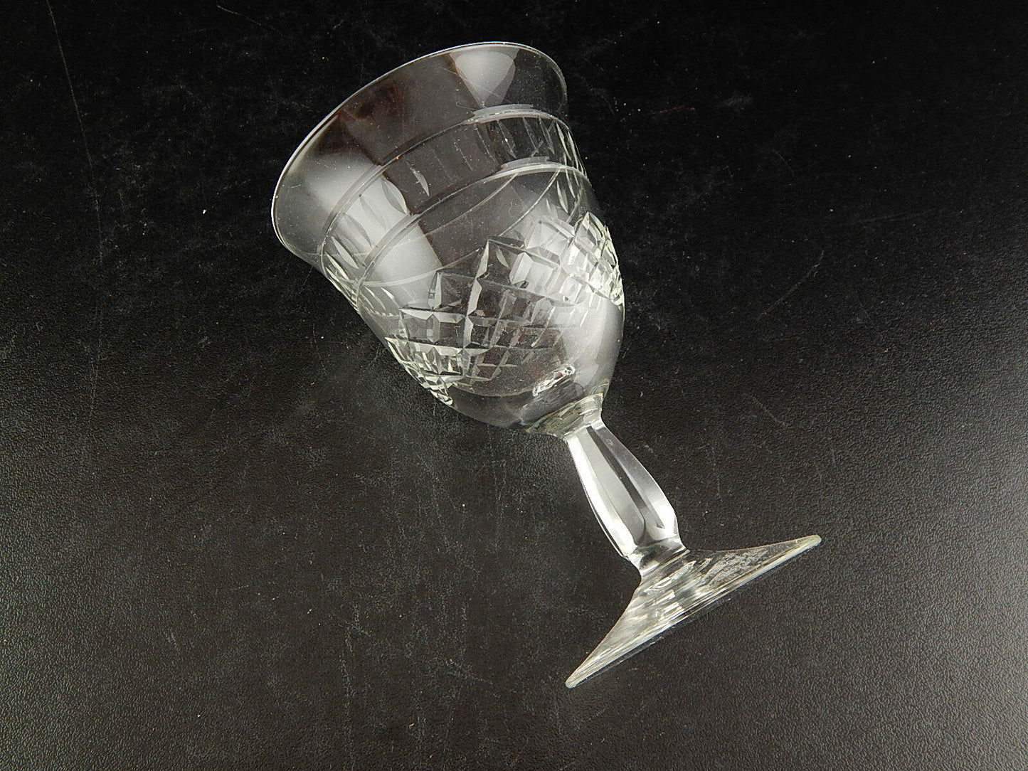 ANTICO ART DECO BICCHIERE CALICE CRISTALLO MOLATO 13 CM ALTEZZA