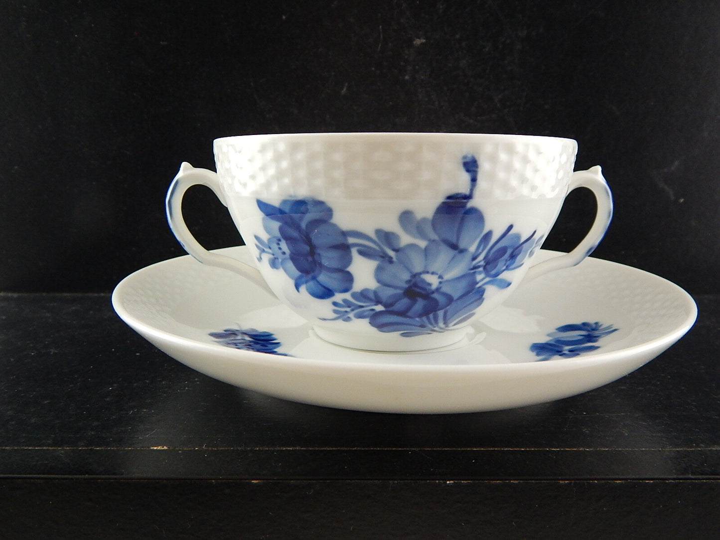 ROYAL COPENHAGEN PORCELLANA BLUE FLOWER TAZZA BRODO BOUILLON CUP DIPINTA MANO #3