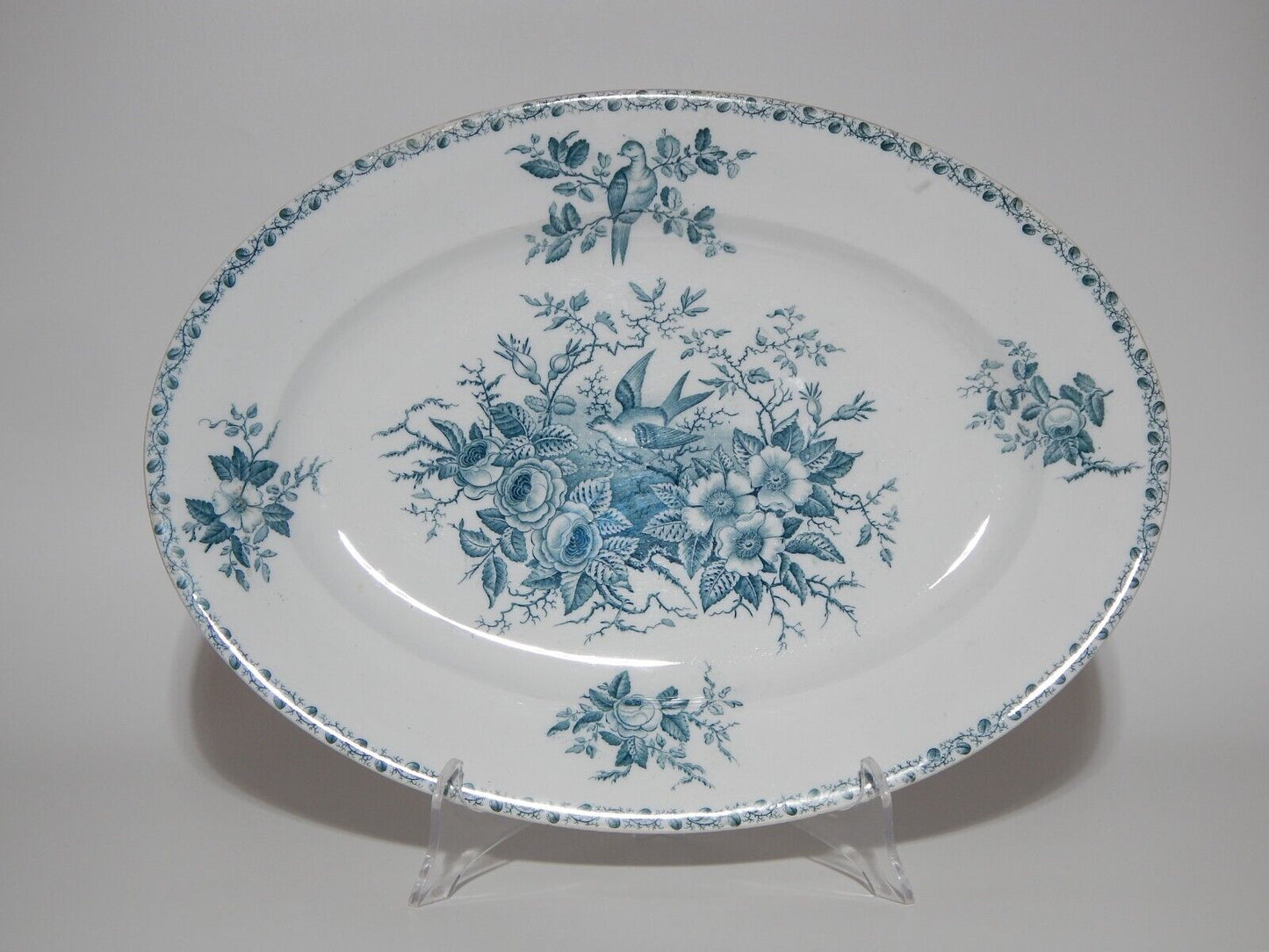 ANTICO RARO GRANDE VASSOIO OVALE CERAMICA RICHARD MILANO FINE 800 DEC. MATTINO