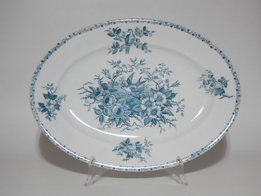 ANTICO RARO GRANDE VASSOIO OVALE CERAMICA RICHARD MILANO FINE 800 DEC. MATTINO