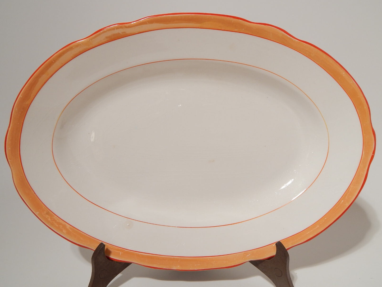 ANTICO ART DECO' RARO VASSOIO SOCIETÀ CERAMICA REVELLI LAVENO FASCIA ARANCIO