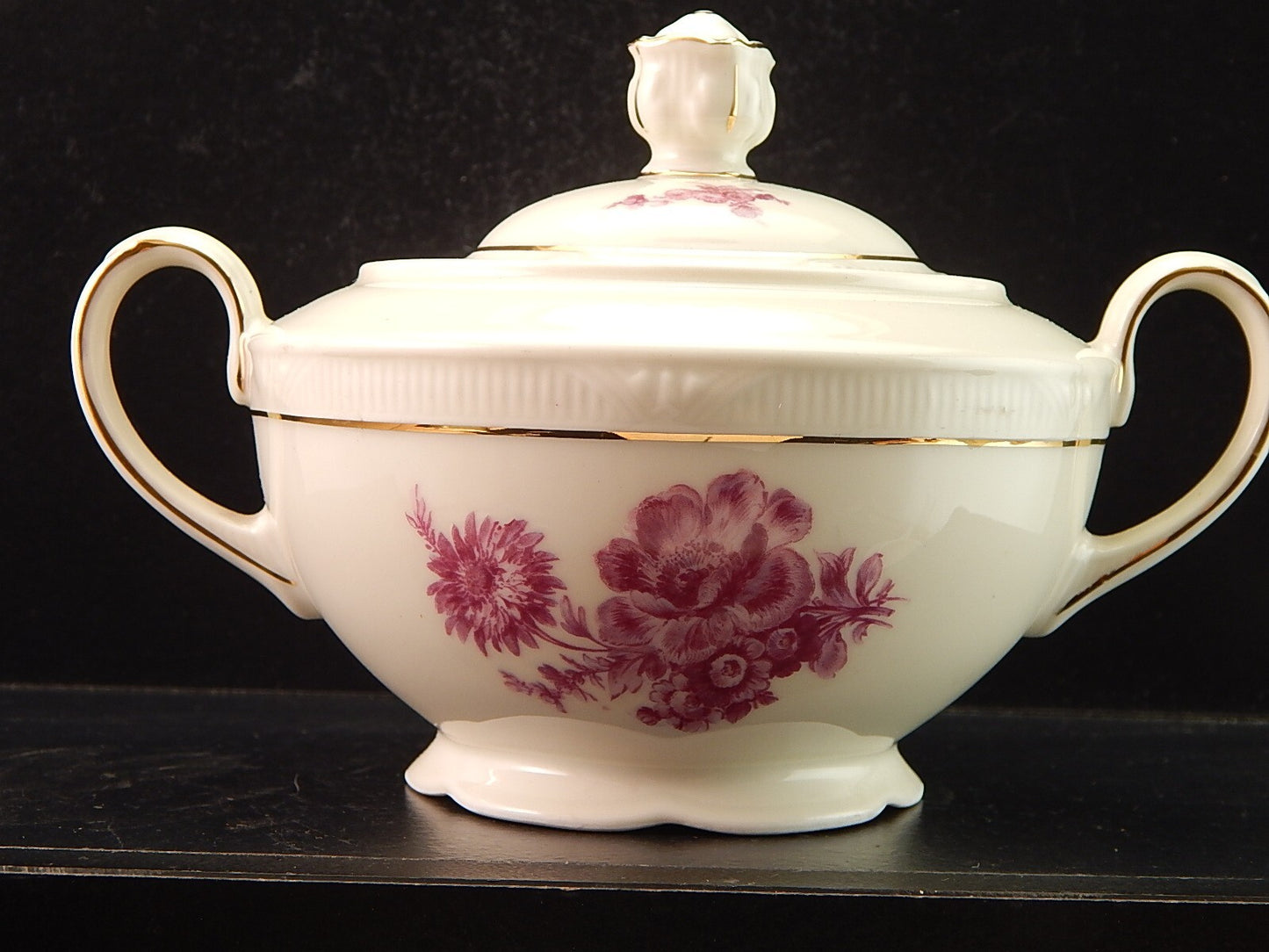 PREZIOSO ANTICO SERVIZIO TE' PORCELLANA ZEH SCHERZER BAVARIA DECORO ROSA FUCSIA