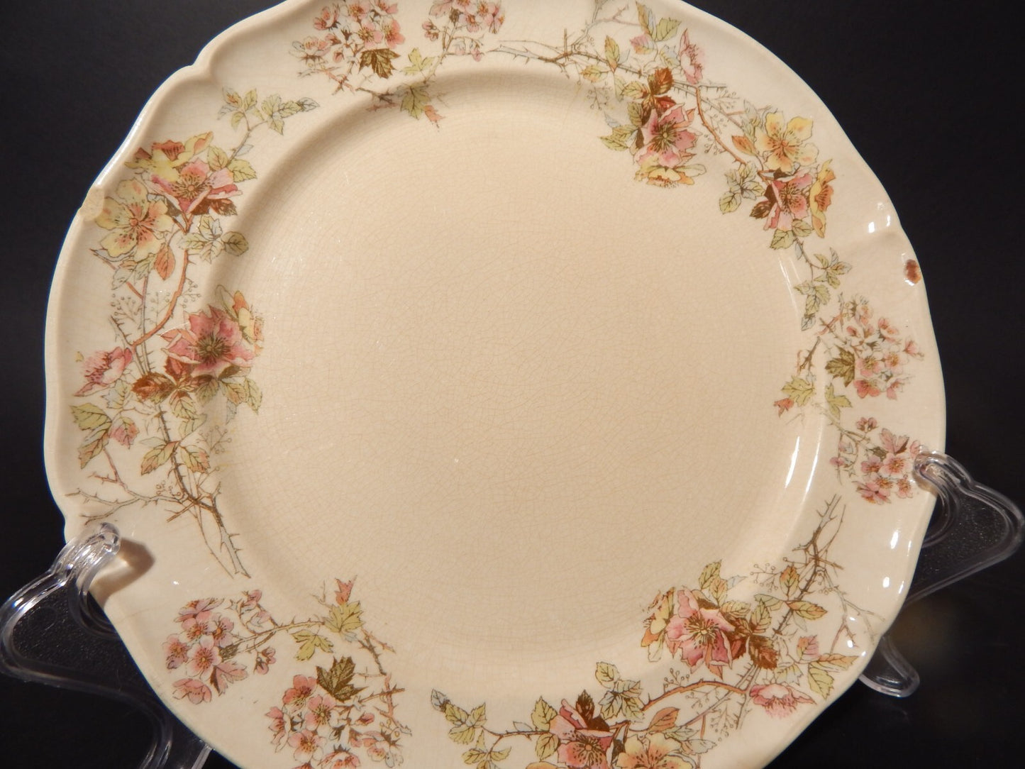 ANTICO RARO PIATTO CERAMICA VILLEROY&BOCH METTLACH DI FINE 1800 CM 23 DIFETTO