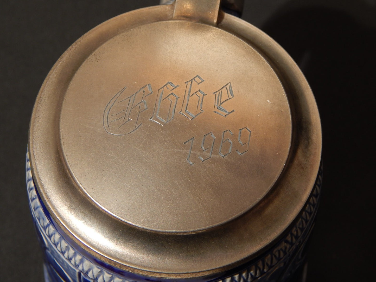 ANTICO COLLEZIONE BOCCALE BIRRA CERAMICA MARZI & REMY COPERCHIO PELTRO