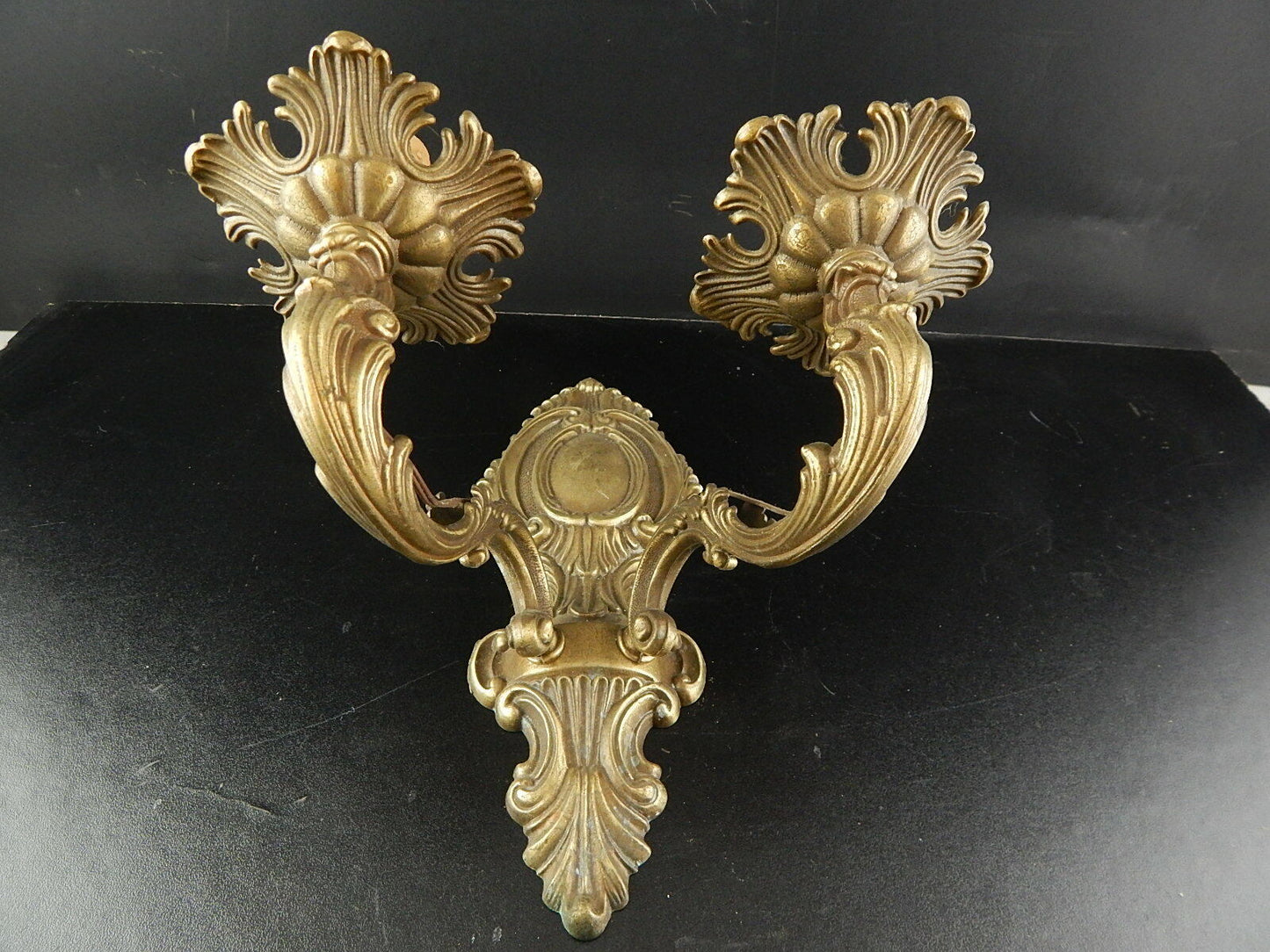 ANTICA APPLIQUE DUE FUOCHI E 14 LAMPADA PARETE BRONZO OTTONE NAPOLEONE III