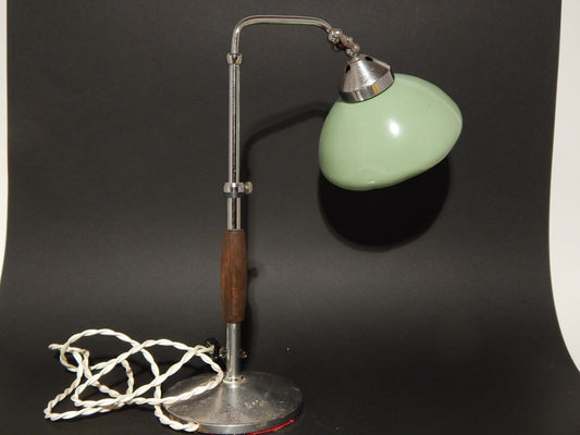ANTICA RARA LAMPADA TAVOLO SCRIVANIA ART DECO MINISTERO PARALUME LATTA VERDE