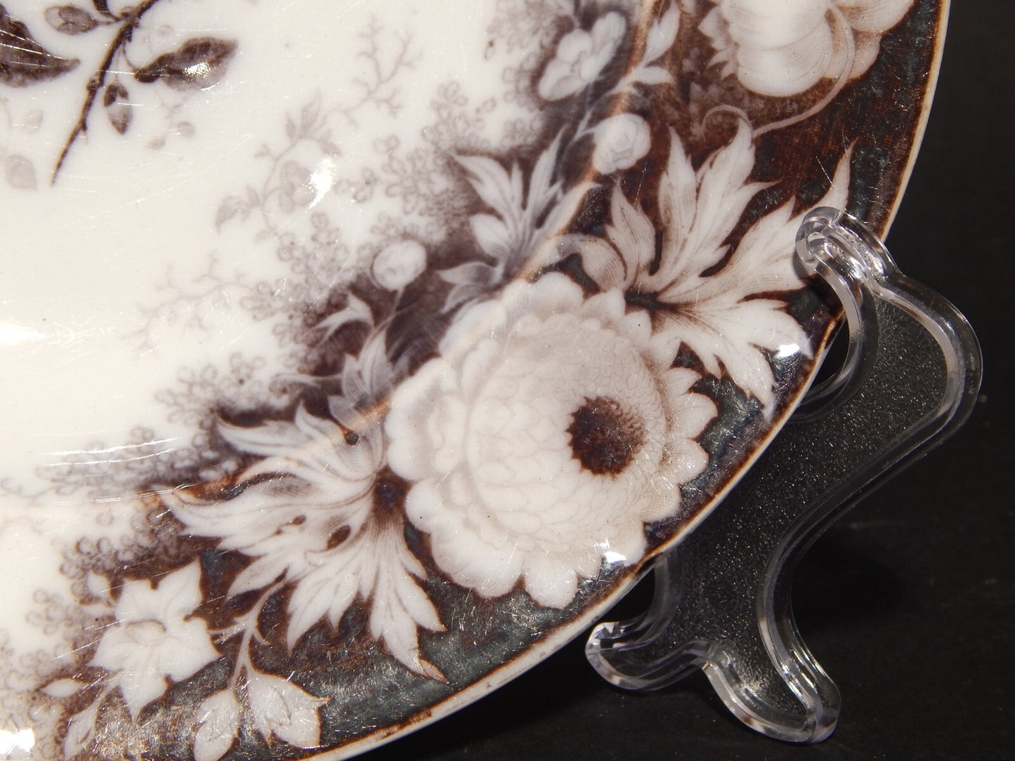 ANTICO RARO PIATTO FONDO CERAMICA DECORO JARDINIERE VILLEROY & BOCH FINE '800